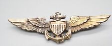 WWII 1/20 10K Gold & Sterling Navy Aviator Pilot 2 3/4 Inch Wings Badge by Amico picture
