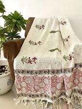 Indian Floral Block Print Throws Blanket for Couch,  Wal Tapestry Home Decor picture