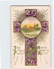 Postcard Joy and Peace Have Come to Reign Cross with Flowers Card picture