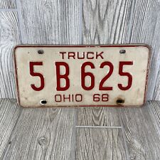 Ohio 1968 Truck License Plate Tag 5 B 625 Red Automobile Collectible Decor picture