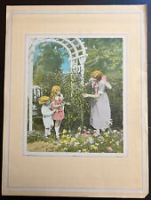1920s Calendar Sales Sample Print Children Garden “Peek-a-boo” Photo Aquatint picture
