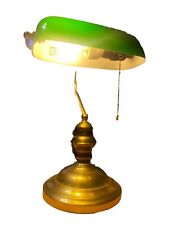 Banker Portable Desk Table Lamp Green Glass Shade Underwriters Laboratories picture