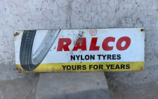 1900's Collectible Old Ralco Nylon Tyres Adv. Porcelain Enamel Tin Sign Board picture