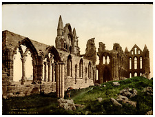England. Yorkshire. Whitby. The Abbey I. Vintage Photochrome by P.Z, Photochr picture