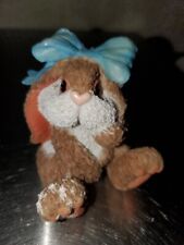 Adorable Long Earred Cottontail Bunny Rabbit Blue Bow & Heart Shaped Nose picture