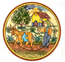 Redondo Pottery Decorative Plate Vintage 1970s Farmer & Donkey Signed Jeremias picture