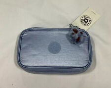 Kipling Womens Water Resistant Bubble Blue Met Zip Around 50 Pens Case One Size picture