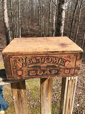 Rare Antique Welcome Soap Wooden Box Curtis Davis & Co. Boston, Mass. picture