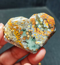 Rare 27.3G Natural Polished Orbicular Ocean Jasper Heart Reiki Healing WYY2573 picture