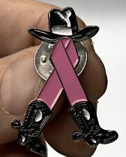 Give Breast Cancer the Boot Lapel Pin Cowgirl Boots & Hat Pink Ribbon picture