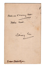 Sidney Lee Signed Postcard 1899 /Autographed Shakespearean Scholar, Biographer picture