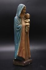 9'  Antique Virgin Mary Statue  Jesus baby Holy Land Hand Made Church Blue picture