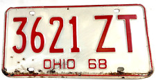 Ohio 1968 License Plate Garage Auto Tag 3621 ZT Man Cave Rustic Decor Collector picture