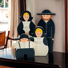 Amish Mennonite Wooden Figures Lot of 4 Handmade Country Vintage picture