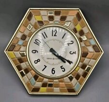 VINTAGE 1960's General Electric Mosaic Art Deco Wall Clock, Model 2118 - WORKS picture