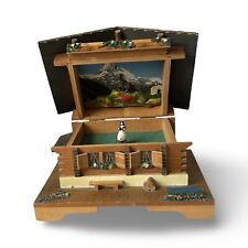 Vintage Edelweiss Swiss Cabin Chalet Wood House Windup Music Box - Does Not Play picture