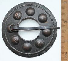 Antique Vintage Brass Round Ornament Brooch Pin Fibula 25.5 gram  picture