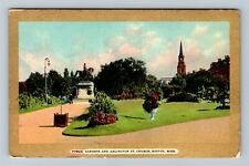 Boston MA-Massachusetts, Public Garden, Arlington St Church, Vintage Postcard picture