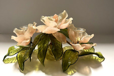 VTG MCM 1967 J Corelli Lucite Bouquet Magnolia Flower with two candle holders picture