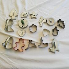 Cookie Cutters Lot Of 17 Vintage Aluminum Christmas Santa Tree Snowman Candle  picture