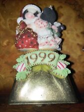 ENESCO MARYS MOO MOOS I SAW MOO-MMY KISSING SANTA CLAUS BELL Christmas Holiday picture