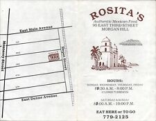 1980s ROSITA'S MEXICAN RESTAURANT vintage take-out menu MORGAN HILL, CALIFORNIA picture