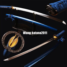 40''Blue Musashi Katana T1095 Sharp Battle Ready Japanese Samurai Fulltang Sword picture