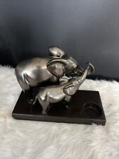 Vintage PartyLite P90654 Majestic Pride Elephant and Baby Tealight Holder picture