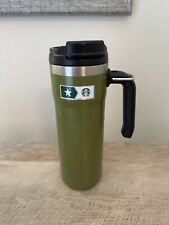 Starbucks Military Stanley Double Walled Hammered Steel Green Tumbler picture