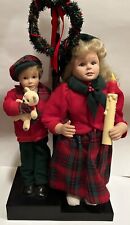 Holiday Creations Lighted Animated Motion Boy Girl Carolers With Lamp Vintage picture