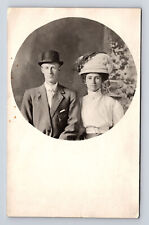 RPPC Portrait of Man & Woman John & Elinor to Martinsville Indiana IN Postcard picture