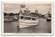 S.S. Ocean Beach Leaving Bay Shore NY Long Island Suffolk County Postcard G8 picture