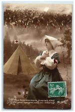 c1910's Woman Nurse Praying Tent WWI RPPC Photo Posted Antique Postcard picture