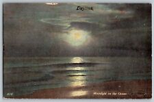 Daytona, Florida FL - Moonlight View on the Ocean - Vintage Postcard - Posted picture