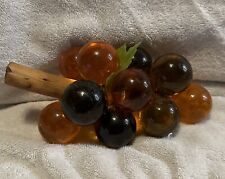 Vintage Orange Lucite Cluster Of 13 Grapes On Driftwood Mid-Century Modern picture
