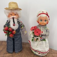 Lot Of 2 Dolls VINTAGE HANDMADE Mr & Mrs FARMER Grandma Grandpa Figures RARE picture