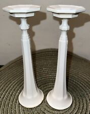 Pair 2 BMF Metal Probably Pewter White Candlesticks From W. Germany, Decades Old picture
