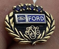 VINTAGE 1950s FORD MOTOR Blue Spinel 1/10- 10K GOLD PIN Rare Employee Gift picture