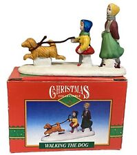 Vintage Holiday Traditions Christmas Walking The Dog Porcelain Figurine  picture