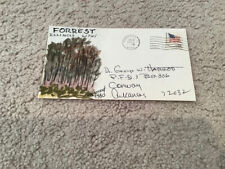 1980 FORREST Illinois: Signed FOLK ART WATERCOLOR Postal Cover GEORGE HARROD picture