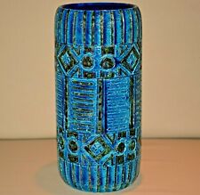 ALDO LONDI Original Vintage Bitossi Raymor Blue Porcelain Tall Vase Plant Stand picture