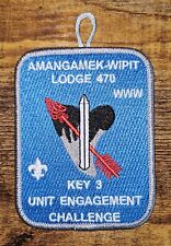 Amangamek Wipit Lodge 470 Key 3 Unit Engagement Challenge NCAC Boy Scout Patch picture