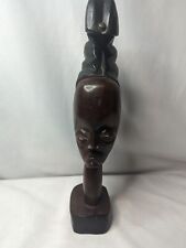 Vintage Hand Carved Wood Tribal African Head Figurines picture
