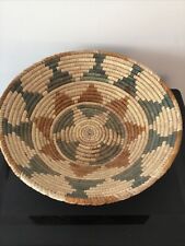 VTG Hand Woven Coiled Basket African? Native American? 12” Diameter 3.5” Tall picture