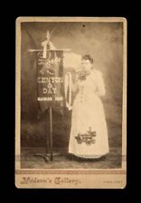 ID'd Machine Shop Banner Lady with Rare Fire Engine Pumper on Dress / Tama Iowa picture