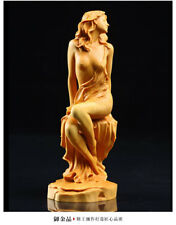 8.4 Inch Chinese Hand-Carved Boxwood Artwork Sexy Female Statue Collection Art picture