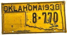 Vintage 1938 Oklahoma Highway Patrol License Plate Man Cave Garage Collector picture