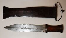 Antique West African Engraved  Kuba Congo Knife with Wooden Sheath c. 1940 picture