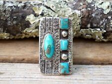 Ring Sz 8.5 by Wayne Aguilar Santo Domingo Kewa Turquoise & 925 Native American picture