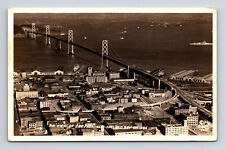 RPPC Aerial View of San Francisco - Oakland Bay Bridge CA Real Photo Postcard picture
